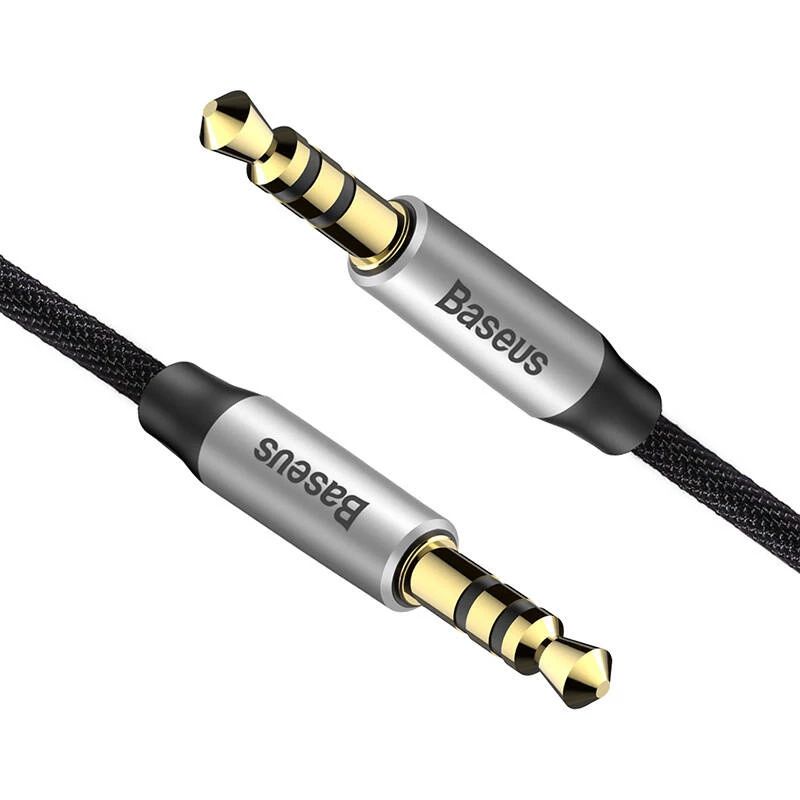Baseus Yiven audio kábel 3,5-mm jack konektor M30 1,5 m strieborný + čierny