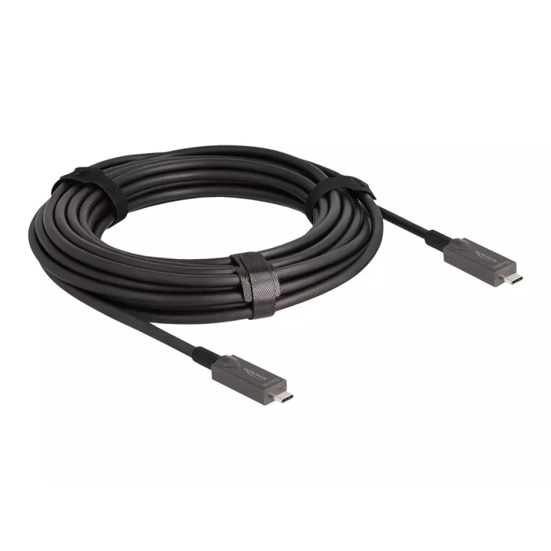 DeLOCK aktívny optický USB-C video + dáta + PD kábel 10 m čierny
