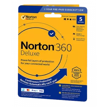 Norton 360 Deluxe | 5 zariadení | 1 rok | 50 GB cloudového úložiska | EU | BEZ PREDPLATNÉHO