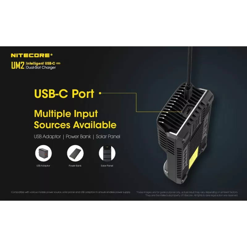 Nitecore UM2 nabíjačka batérií domáce batérie DC lítium-iónové nikel-kadmiové