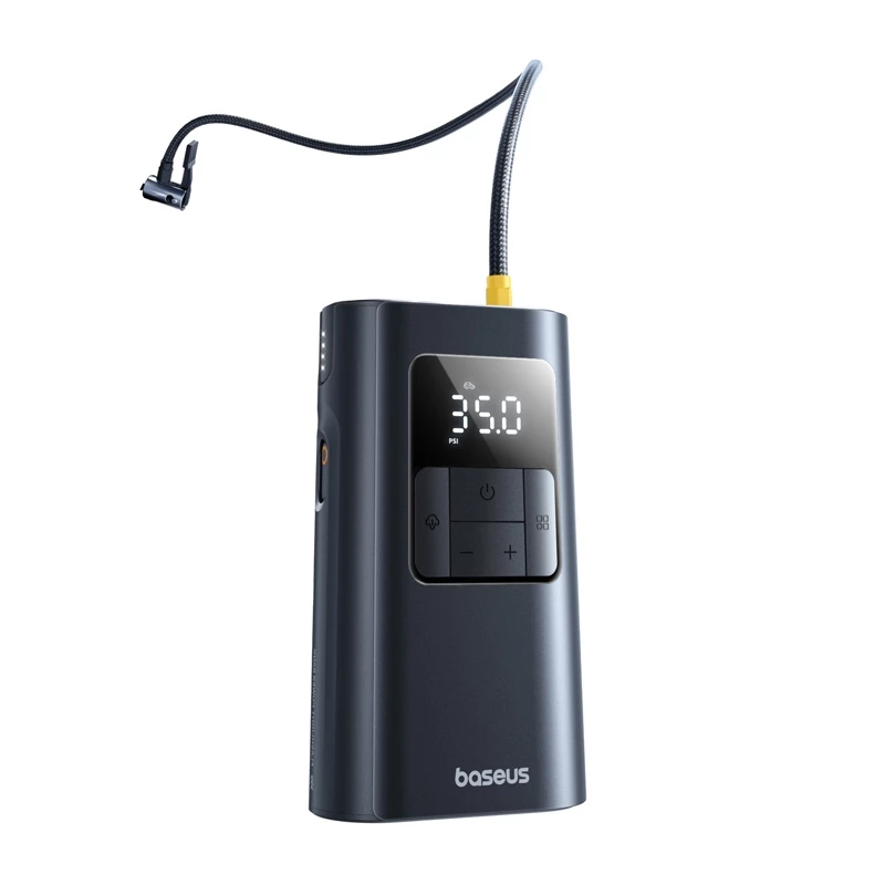 Baseus PrimeTrip VA1 prenosný kompresor na pneumatiky, 75 W, 2v1 s baterkou a powerbankou 6000 mAh, čierny