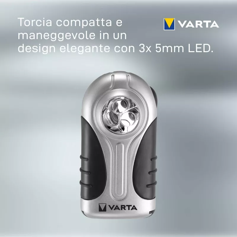 Ručná lampa Varta 16647 čierna strieborná
