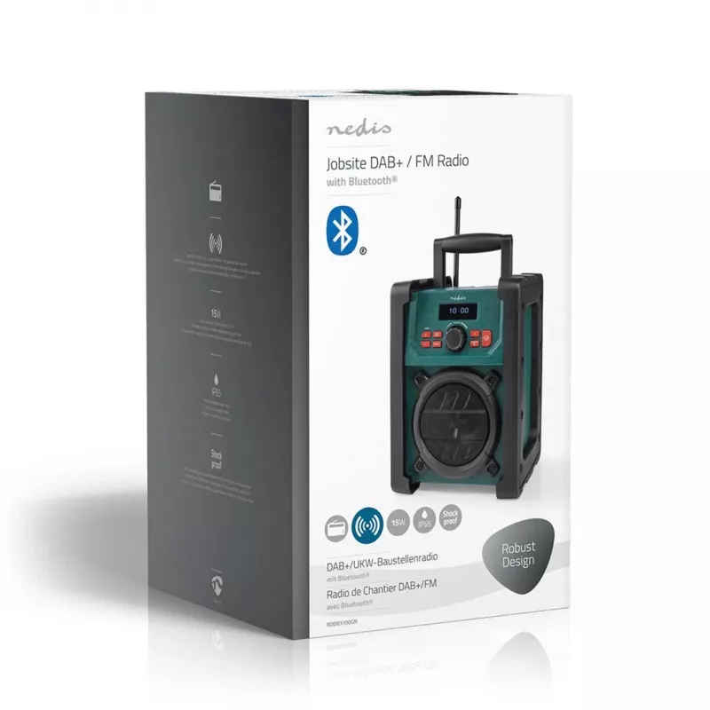 Rádio Nedis RDDB3100GN 15W Bluetooth IP65 čierna/zelená