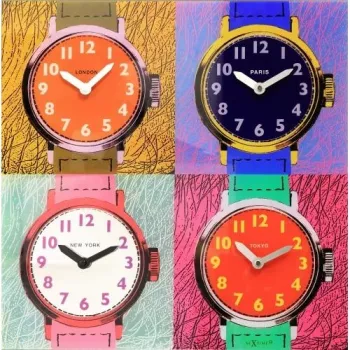 NeXtime hodiny 8158 Time Zones, 43x43,4 cm, nástenné, viacfarebné