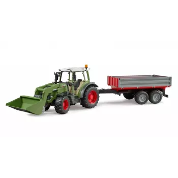Hračkársky traktor BRUDER Fendt Vario 211 s čelným nakladačom a bočným prívesom