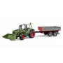 Hračkársky traktor BRUDER Fendt Vario 211 s čelným nakladačom a bočným prívesom