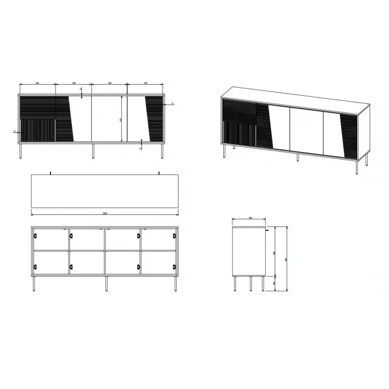 4D ABI komoda 200x45x88 matná biela