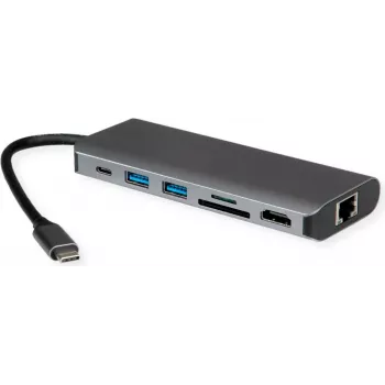 Dokovacia stanica ROLINE 12021123 USB 3.2 Gen 1 Type-C sivá Ethernet 1000 Mbit/s
