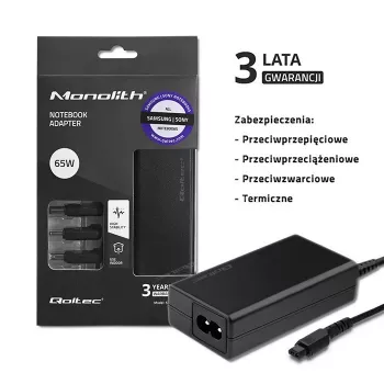 Qoltec 52415 napájací zdroj kompatibilný so Samsung Sony 65 W | 3 konektory | +napájací kábel