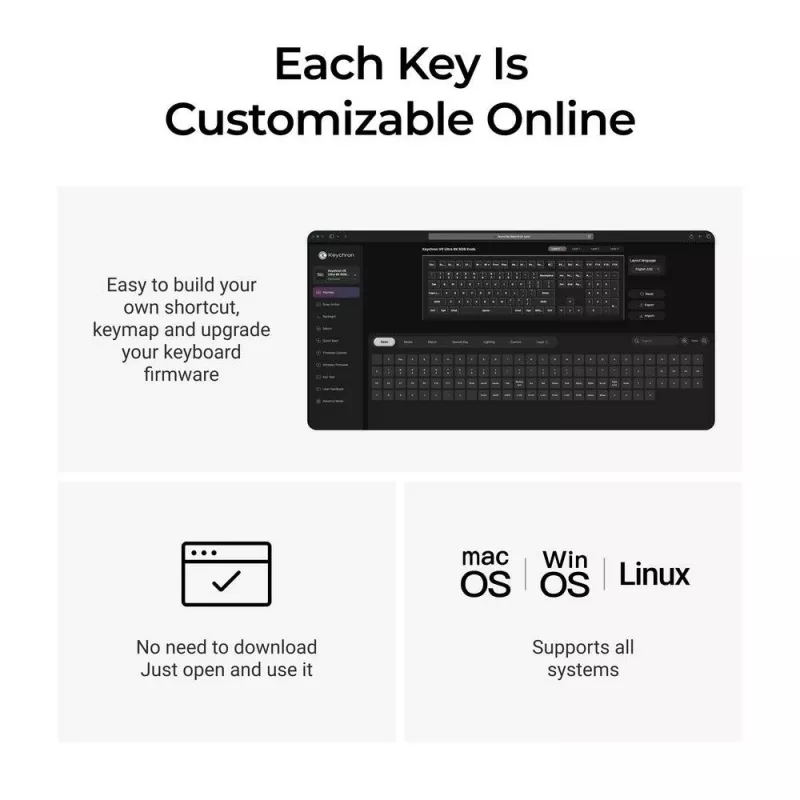 Mechanická Full-Size klávesnica Keychron V6 Ultra 8K — QWERTY, Bluetooth, RGB, čierna