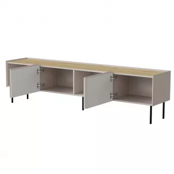 TV skrinka Cama Meble FELLINI 200x40x52 cm, cashmere rám, olejovaná dubová doska