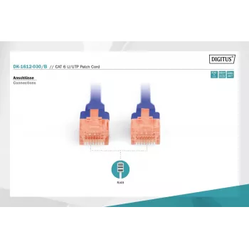 Digitus DK-1612-030/B RJ45 sieťový kábel patch kábel CAT 6 U/UTP B
