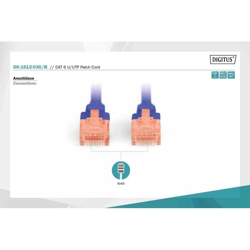 Digitus DK-1612-030/B RJ45 sieťový kábel patch kábel CAT 6 U/UTP B