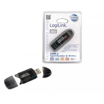 Čítačka kariet LOGILINK CR0007 USB 2.0 pre SD/MMC, čierna, až do 480 Mbit/s