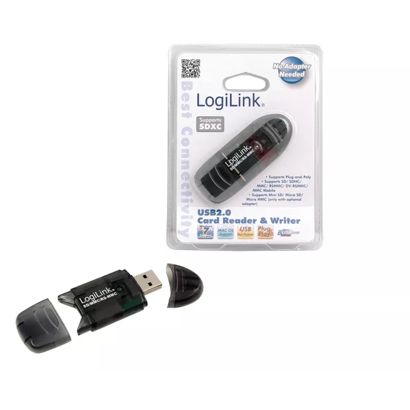 Čítačka kariet LOGILINK CR0007 USB 2.0 pre SD/MMC, čierna, až do 480 Mbit/s