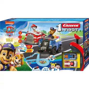 CARRERA autodráha First Paw Patrol Race N Rescue 3,5 m – sada autodráhy so slotovými autíčkami