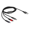 Delock - Lightning kábel, len na nabíjanie - USB samec na Micro-USB Type B, Lightning, USB-C samec - 1,0m - čierny (87277)