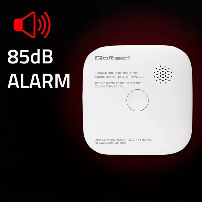 Detektor dymu s batériou Tuya WiFi LED