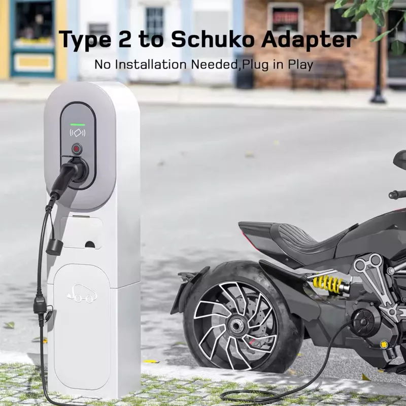 AKYGA AK-SC-E28 Type-2 na Schuko adaptérový kábel pre EV nabíjačky 16A 0,3m čierny