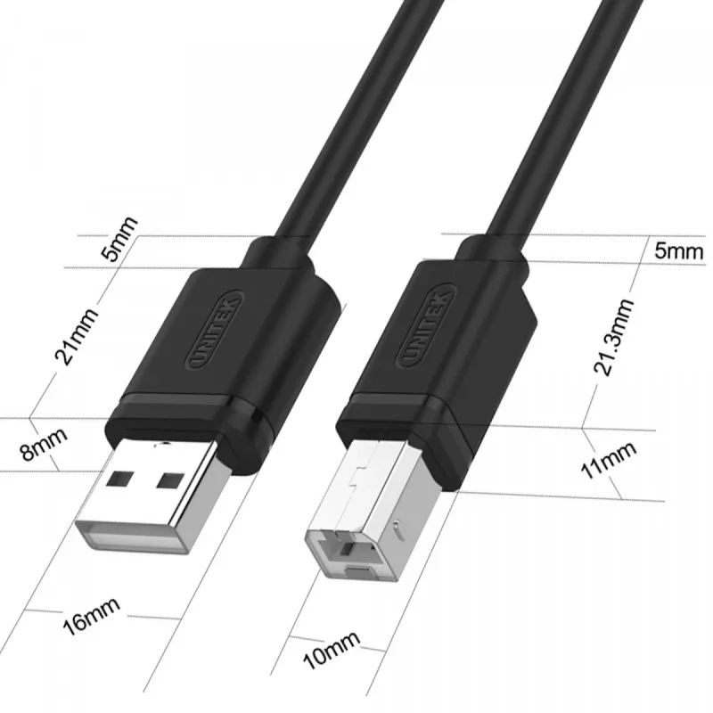 USB 2.0 kábel Unitek Y-C420GBK, USB-A na USB-B, 3 m, čierny