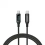 Savio CL-174 kábel USB-C na USB-C, 100 W, Power Delivery/Quick Charge, digitálny displej, 1 m, zelený