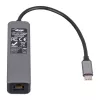 Akyga AK-AD-66 USB-C hub s 3x USB 3.0 a Gigabit Ethernet, 15 cm, čierny