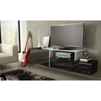 Cama TV skrinka SIGMA 3 180 čierna/čierna lesklá + biela