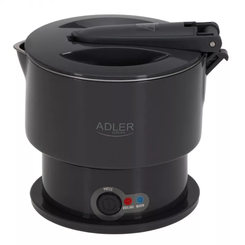 Elektrická rýchlovarná kanvica Adler AD 1377G, objem 0,6 L, 600 W, sivá, plast/silikón/nerez
