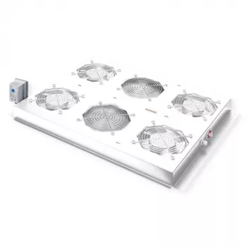 ROLINE 19-palcová strešná ventilátorová jednotka s termostatom, 4 ventilátory, oceľové puzdro, sivá