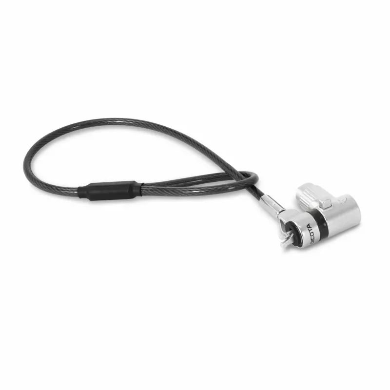 DICOTA D32068 univerzálny mini káblový zámok na notebook, 0,3 m, 3 vymeniteľné hlavy, strieborný