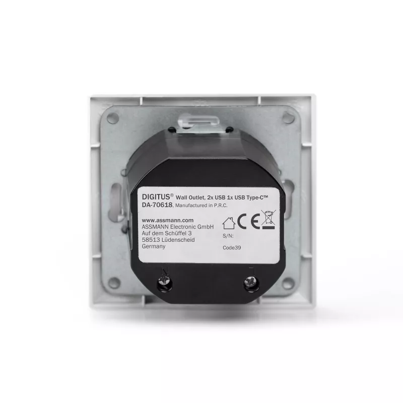 DIGITUS DA-70618 - USB výstup - USB, USB Type-C - 2 USB porty, 1 USB-C konektor samica - 3,1 A - RAL 9003, signálna biela