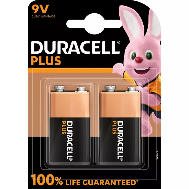 Duracell Plus batéria 9V (MN1604 / 6LR61), 2 ks