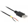 Delock kábel USB2.0 Type-A konektor samec > 2 x otvorené konce kábla - 1,5 m - čierny (85664)