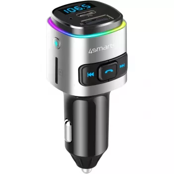 FM vysielač 4smarts 456201 zapaľovač čierna strieborná AM FM Bluetooth