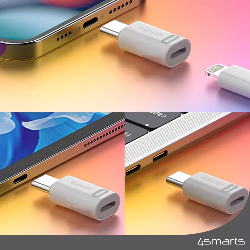 Káblový adaptér 4smarts 540711 Lightning USB-C biely