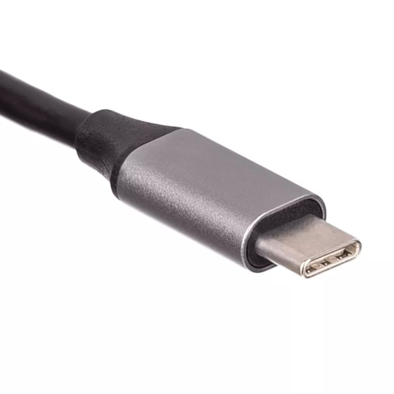 Akyga AK-AD-66 USB-C hub s 3x USB 3.0 a Gigabit Ethernet, 15 cm, čierny