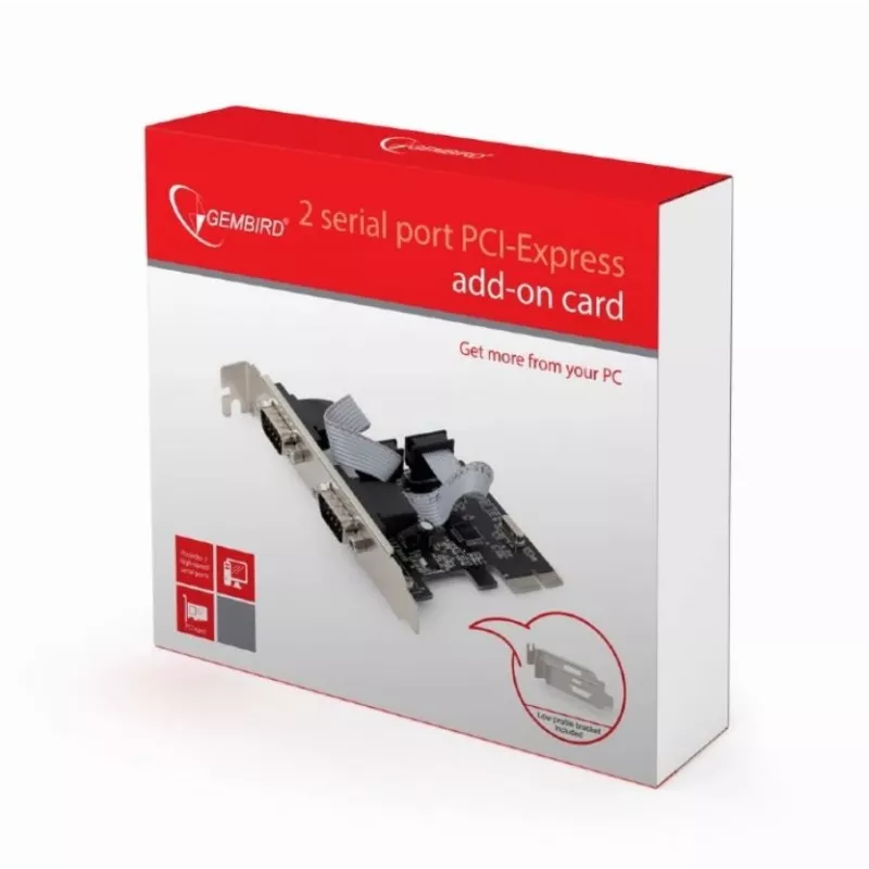 Sériová karta PCIe Gembird SPC-22, 2x RS-232, nízky profil, WCH382, 2 Mb/s