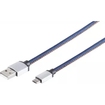USB kábel S/CONN 14-50029 2 m USB-A na Micro-USB-B modrý