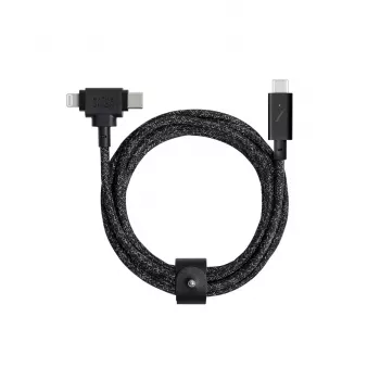 Nabíjací a dátový kábel native union Belt kábel Duo Pro USB-C na USB-C a Lightning čierny