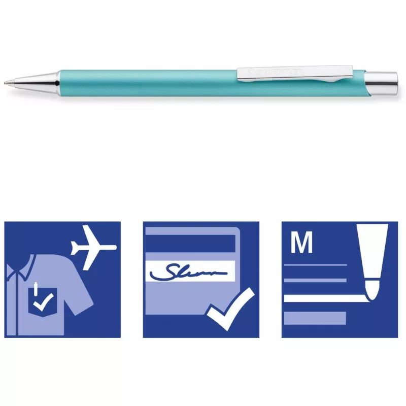 Staedtler elance 421 45 guľôčkové pero s výsuvným mechanizmom, Pacific Blue, modrý atrament