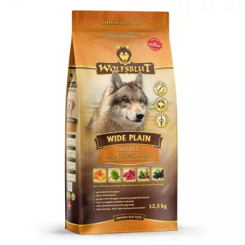 Suché krmivo pre psov Wolfsblut Wide Plain Horse 12,5 kg — jediný zdroj živočíšnych bielkovín, hypoalergénne, dospelé psy, bez lepku