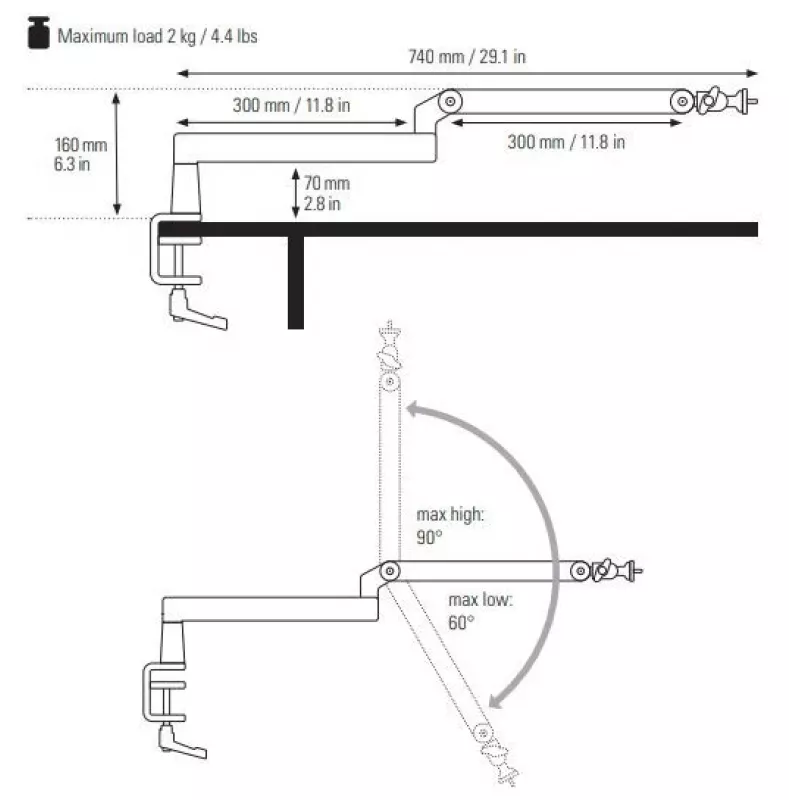 Mikrofónne rameno Elgato Wave Mic Arm Low Profile — nastaviteľné nízkoprofilové rameno pre štúdio a streaming