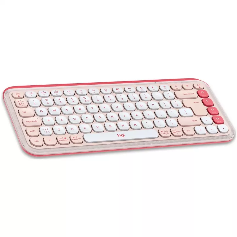 Logitech POP Icon Combo - sada klávesnice a myši - bezdrôtová - Bluetooth LE - QWERTY - US International - ružová, Off-White (920-013142)