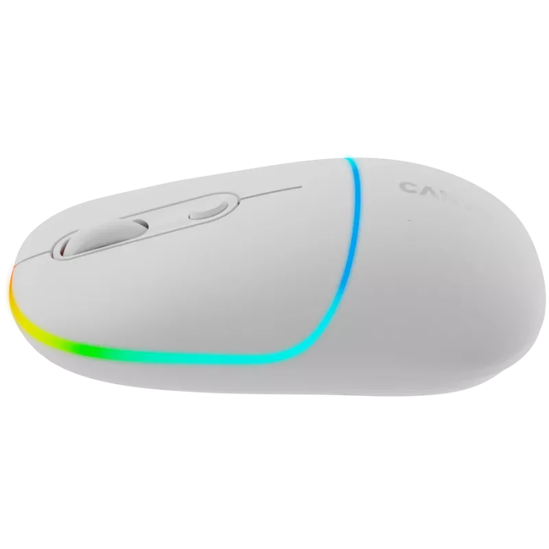 Canyon MW-22 CNS-CMSW22SW myš – 2-in-1 Bluetooth/2,4 GHz – optická – 800/1200/1600 DPI – 4 tlačidlá – RGB podsvietenie – nabíjacia – snehovo-biela