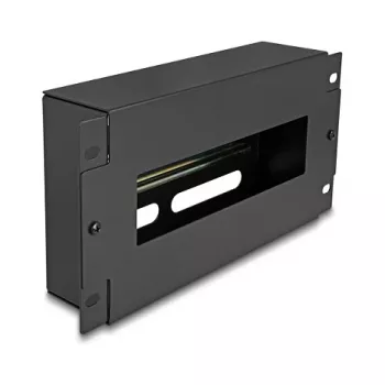Delock 67320 10" lišta s ističmi s krytom a DIN lištou, 3U, kov, čierna