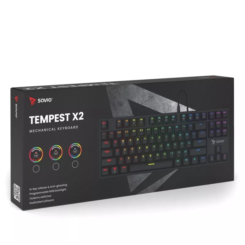Savio mechanická klávesnica RGB Tempest X2 Outemu Brown