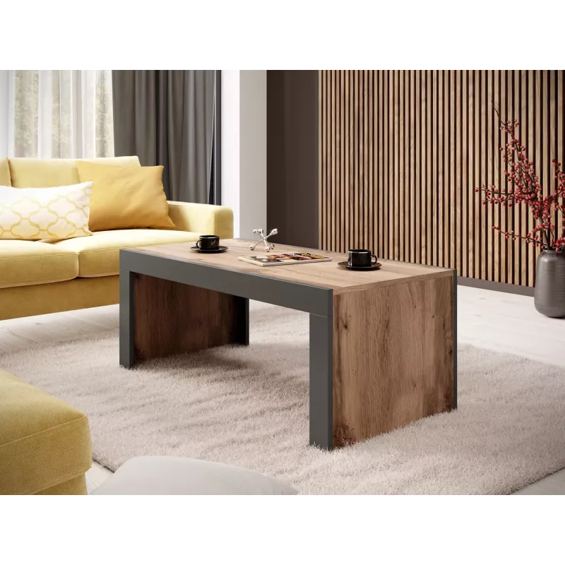Cama MILA lavica/stolík 120x60x50 dub wotan + antracit