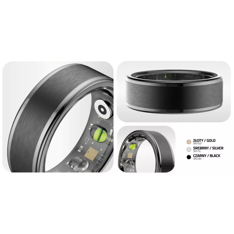 Inteligentný prsteň Manta SR01BK-57 Black, tep srdca a kyslík v krvi, IP68