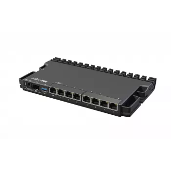 Káblový router MikroTik RB5009UG+S+IN — 1x RJ-45, 7x Gigabit medený, 1x SFP+, PoE, DC, 2,5GbE rozhranie, čierny
