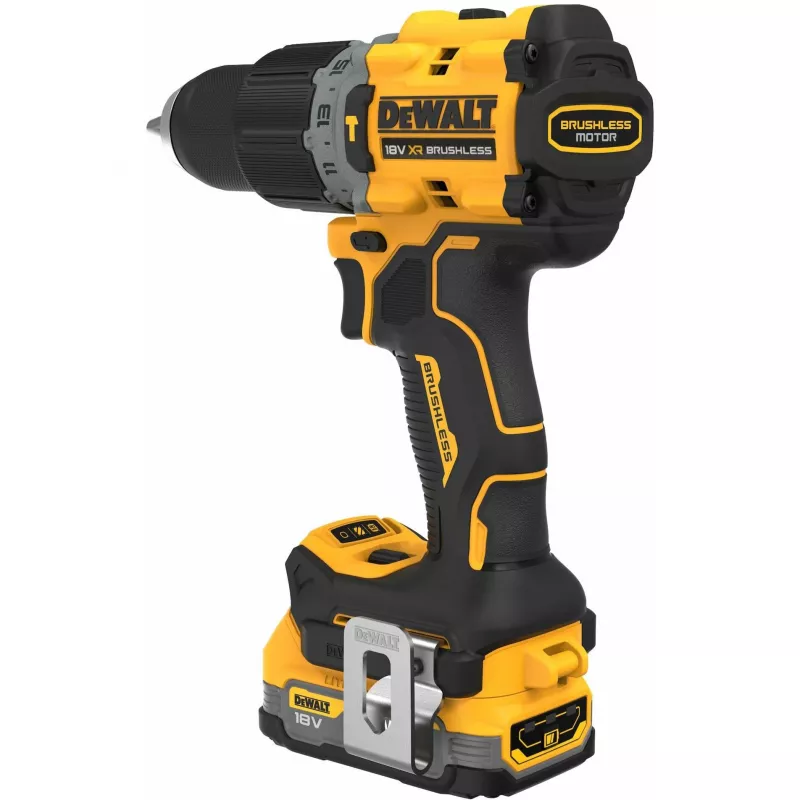 DeWALT DCD805E2T-QW aku príklepová vŕtačka, 18 V, 2x POWERSTACK Li-Ion 1,7 Ah, 90 Nm, 2000 ot./min, 34 000 úderov/min, rýchloupínacie skľučovadlo, kufor T STAK, 1,34 kg, žltá/čierna